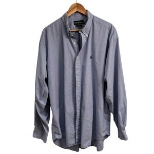 Ralph Lauren Blake Men's blue and white gingham classic oxford shirt SZ XXL